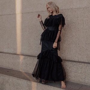 Elegant Black Ruffled Dress